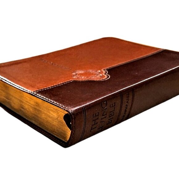 Living Bible TuTone Leather Like with Ribbon Marker Paraphrased GUC - Picture 8 of 9
